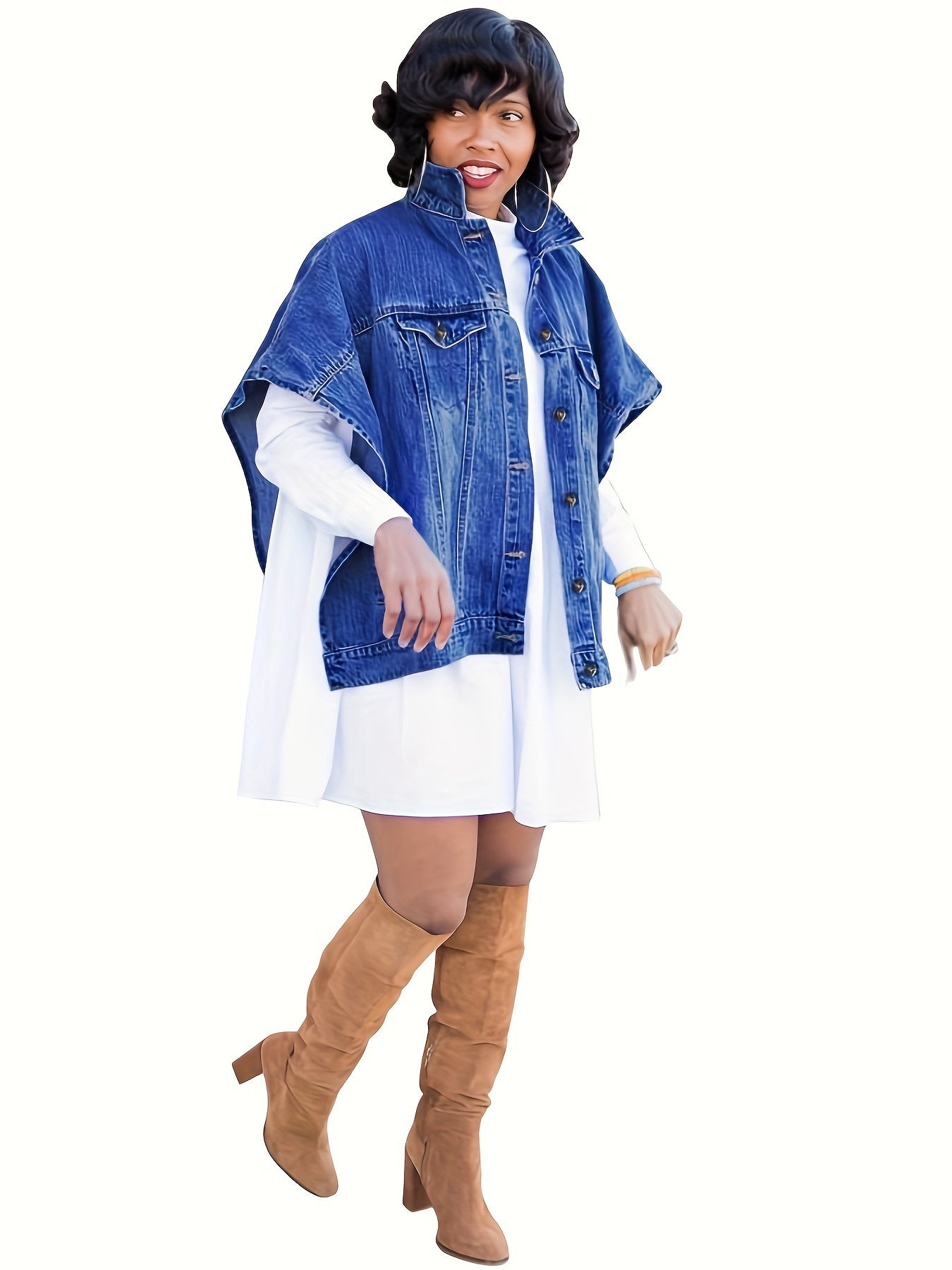 Women's Relaxed Denim Pullover Coat detail view