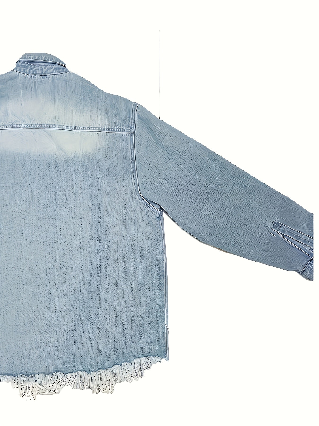 Women's Relaxed Denim Pullover Jacket – Light Blue detail view