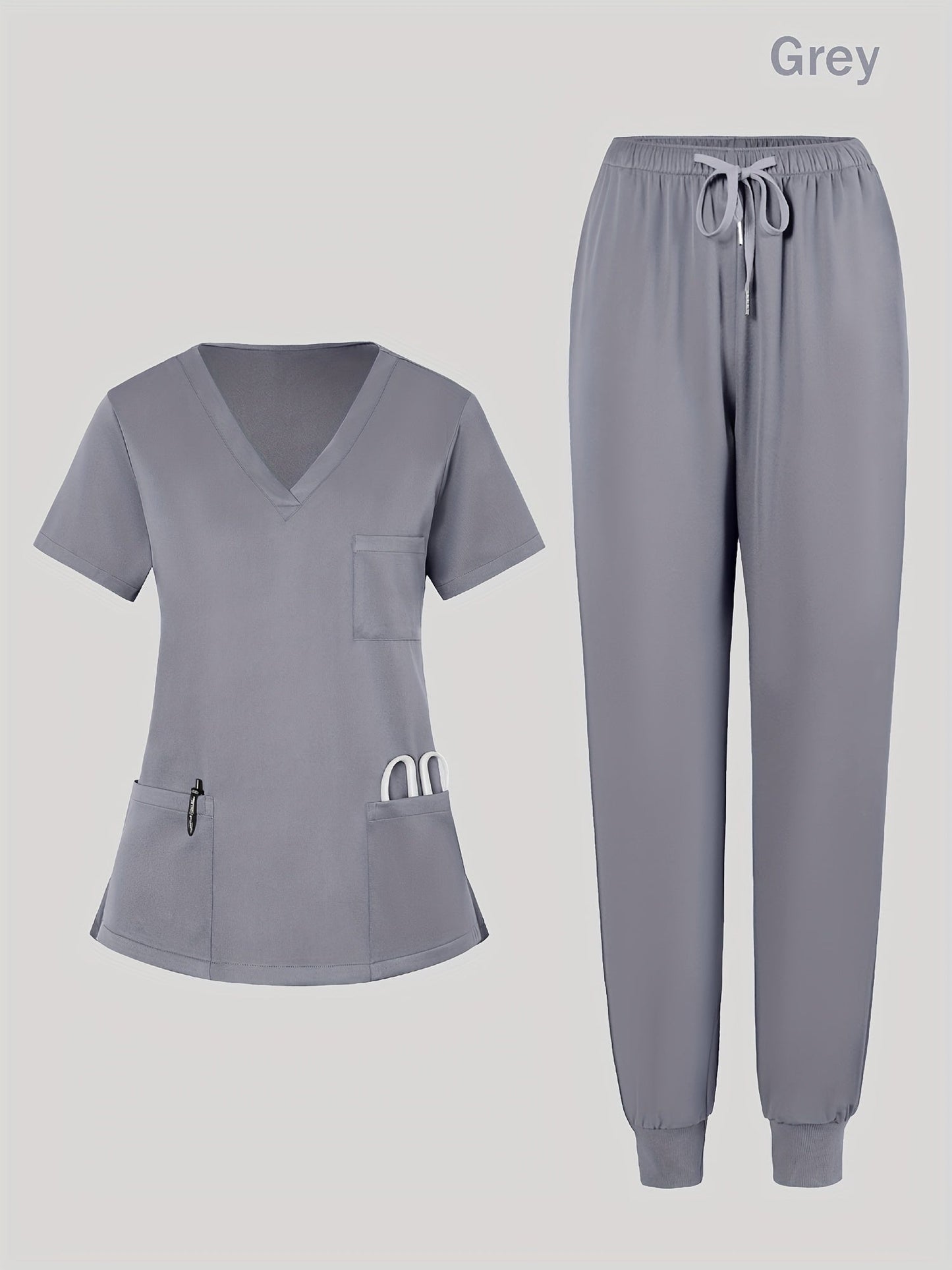 Women's Scrub Set - Pocket Detail – Burgundy / Blue detail view