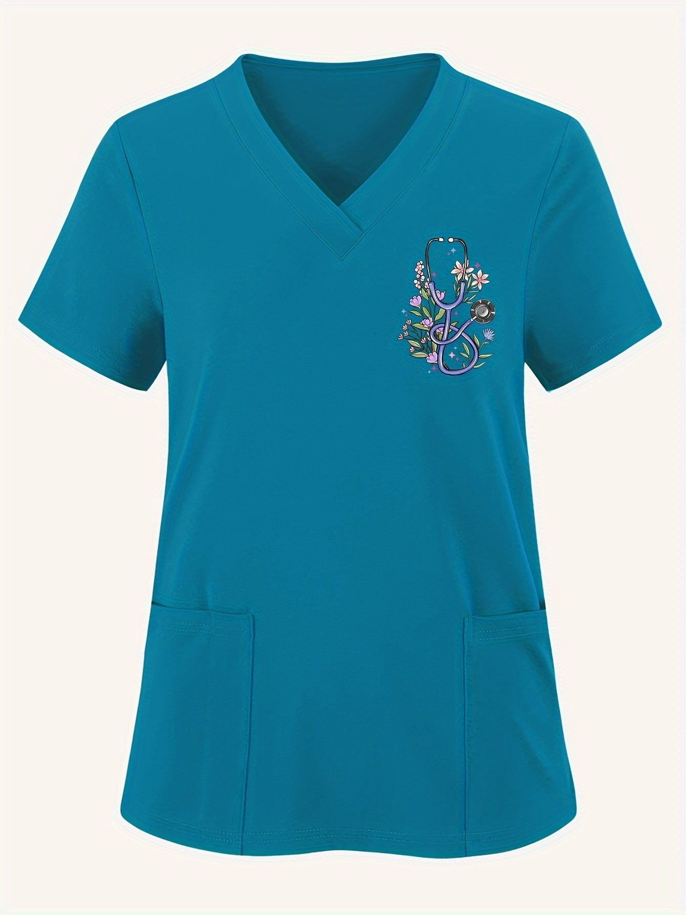 Women's Scrub Top - Floral Print detail view