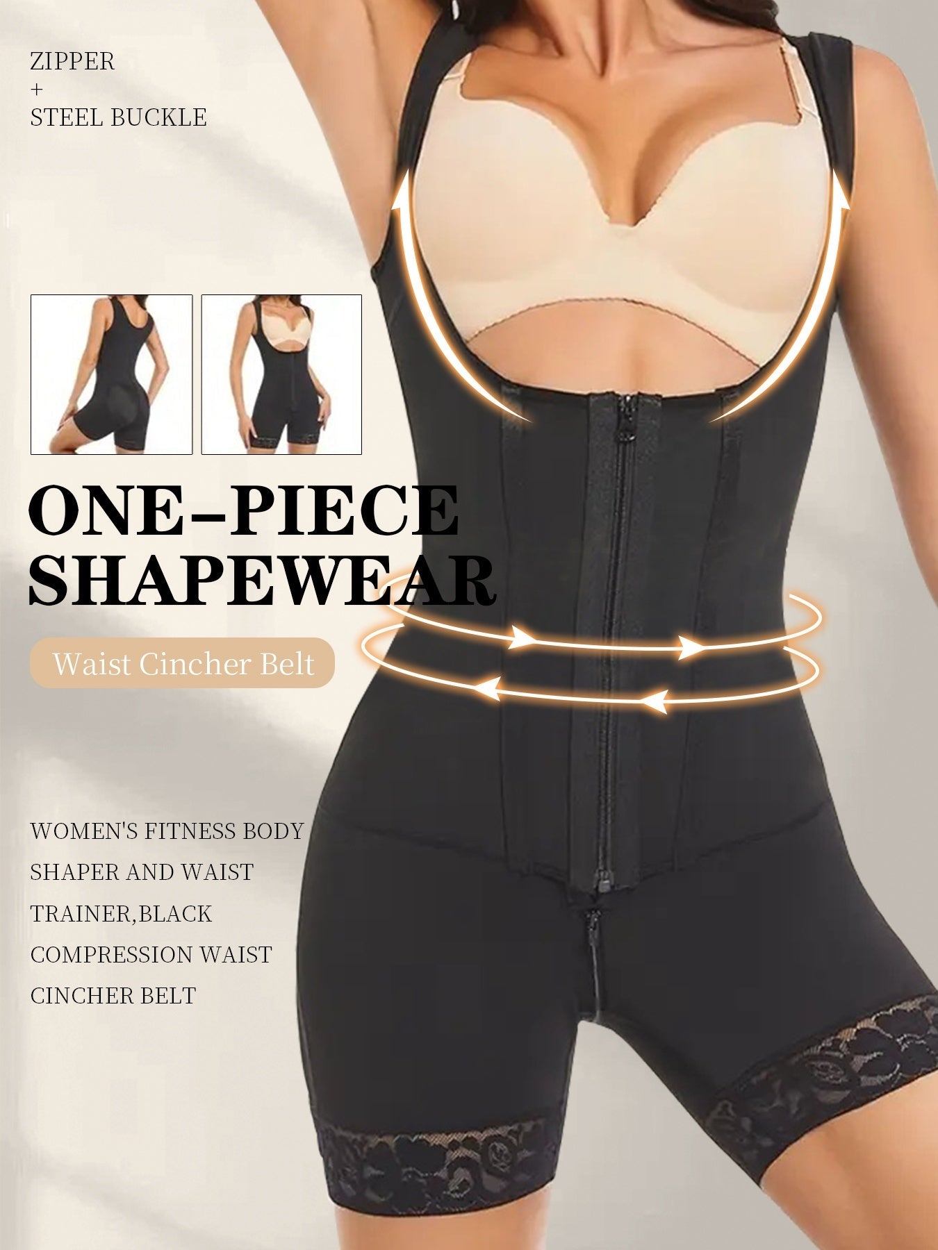 Women's Shapewear Bodysuit – Women'S Shapewear Front Button Abdominal Zipper Post Surgical – view 10