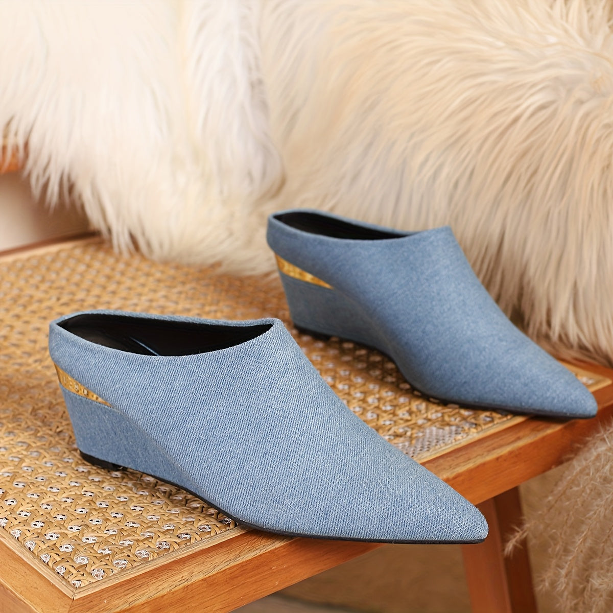 Women's Slippers – Slip-On for Everyday Wear – Sky Blue – view 5