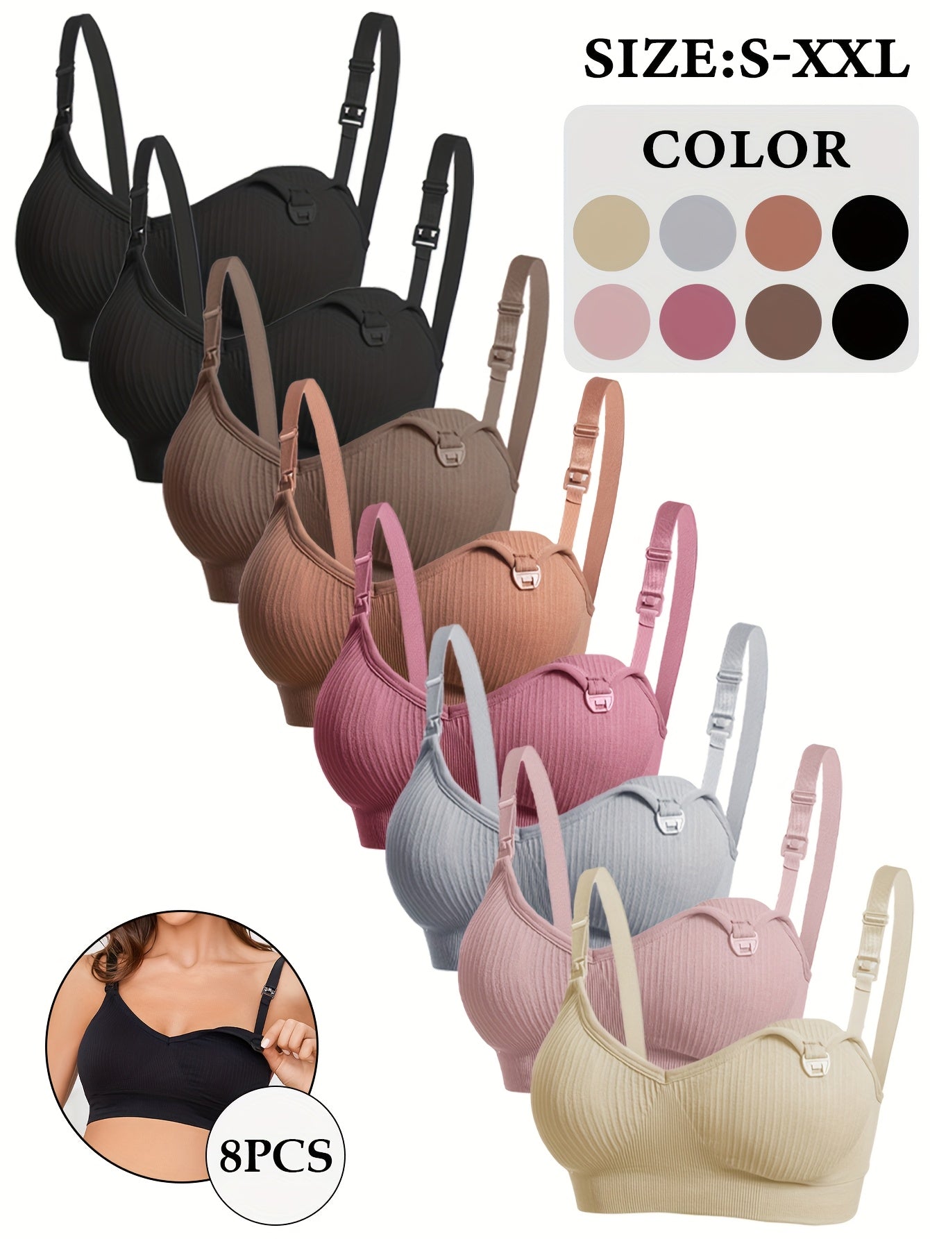 Women's Soft Support Bra - 8-Pack Removable Pads, Everyday Support detail view