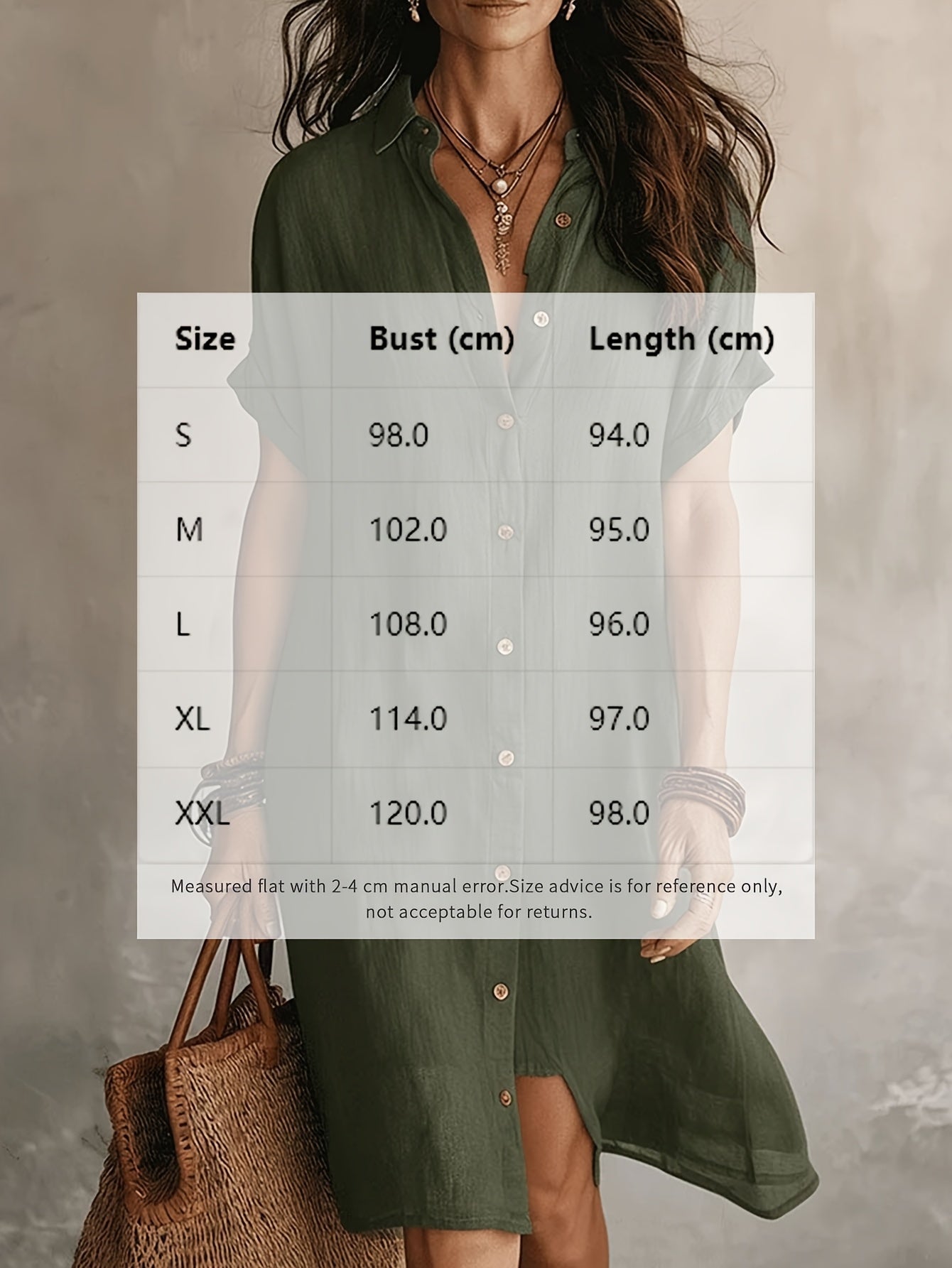Women's Solid Collared Midi Shirt Dress - Button Front detail view