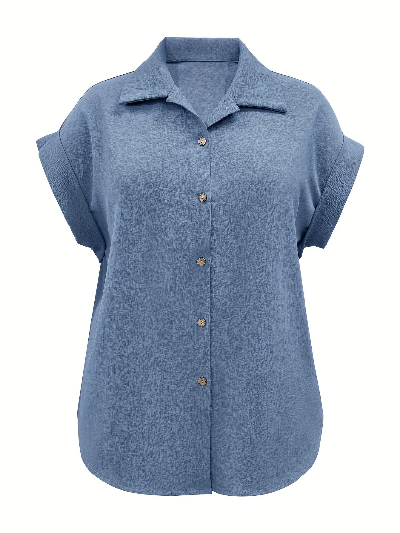 Women's Solid Color Shirt - Short Sleeve – Royal Blue detail view