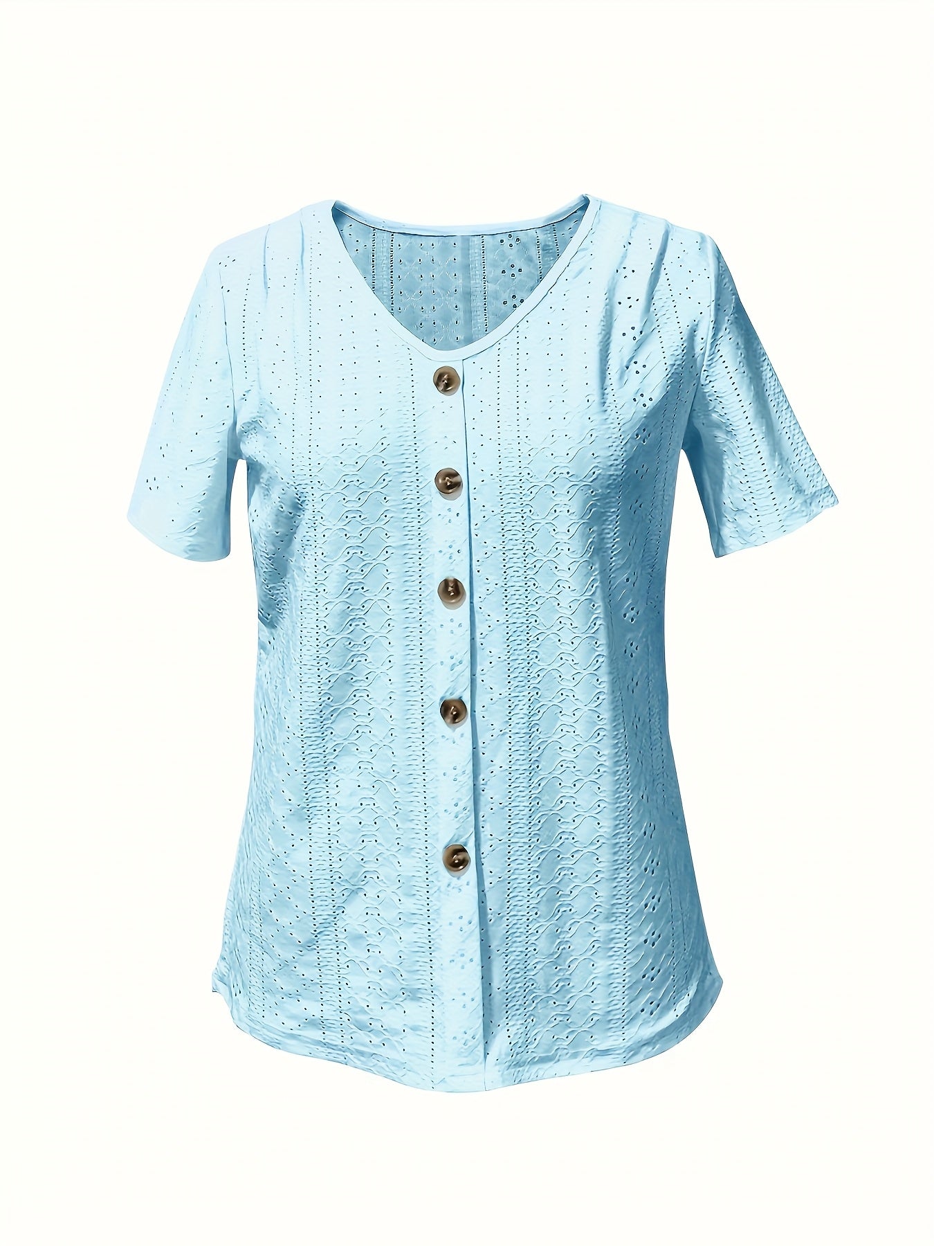 Women's Solid Color T-Shirt - Regular Fit – V-Neck detail view