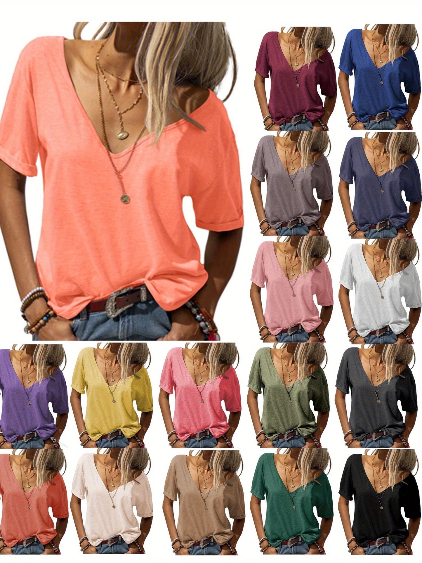 Women's Solid Color T-Shirt - Relaxed Fit – 15-Color Selection – Brown option – view 12