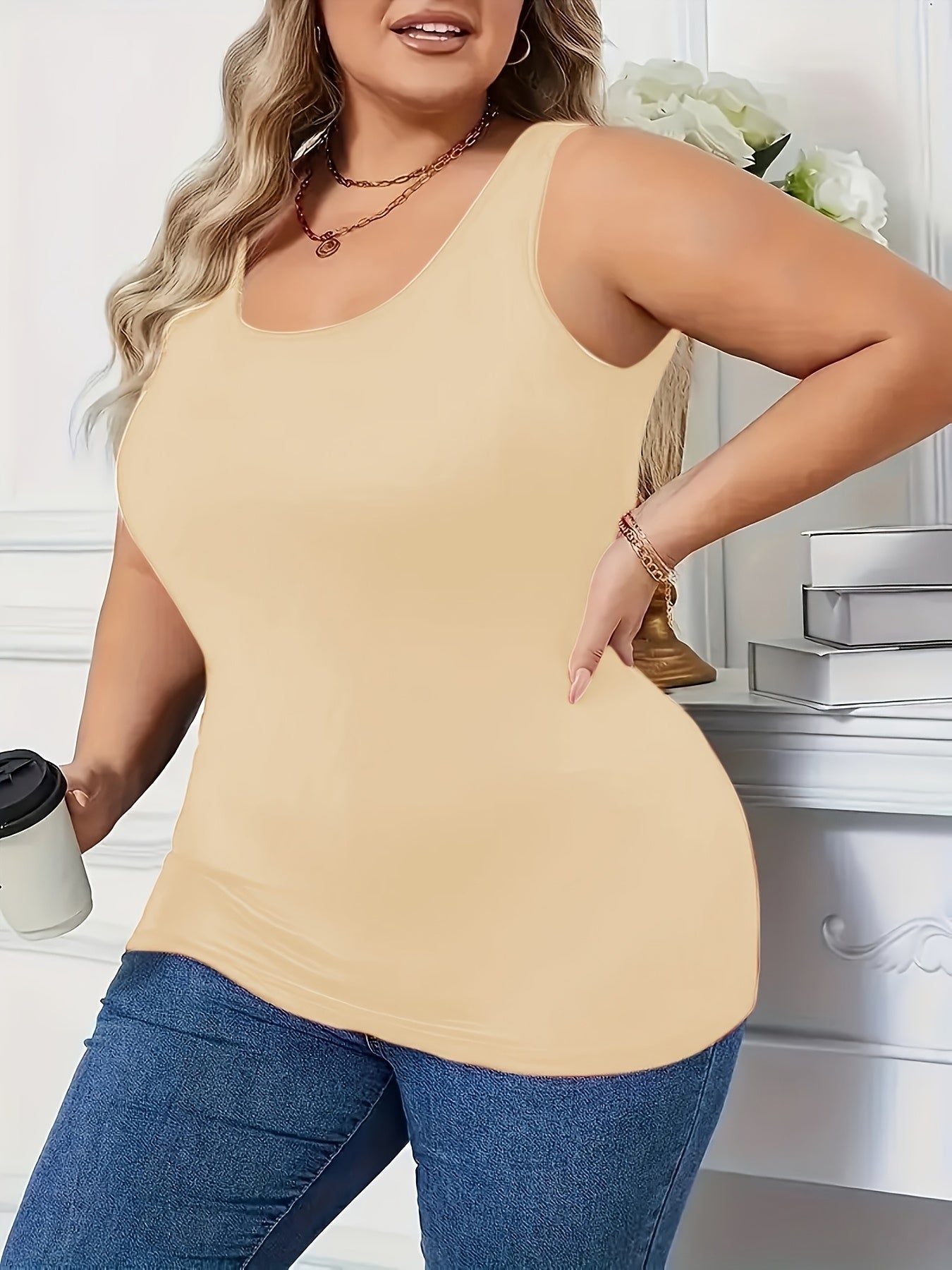 Women's Solid Color Tank Top - 3-Pack Classic Neck detail view