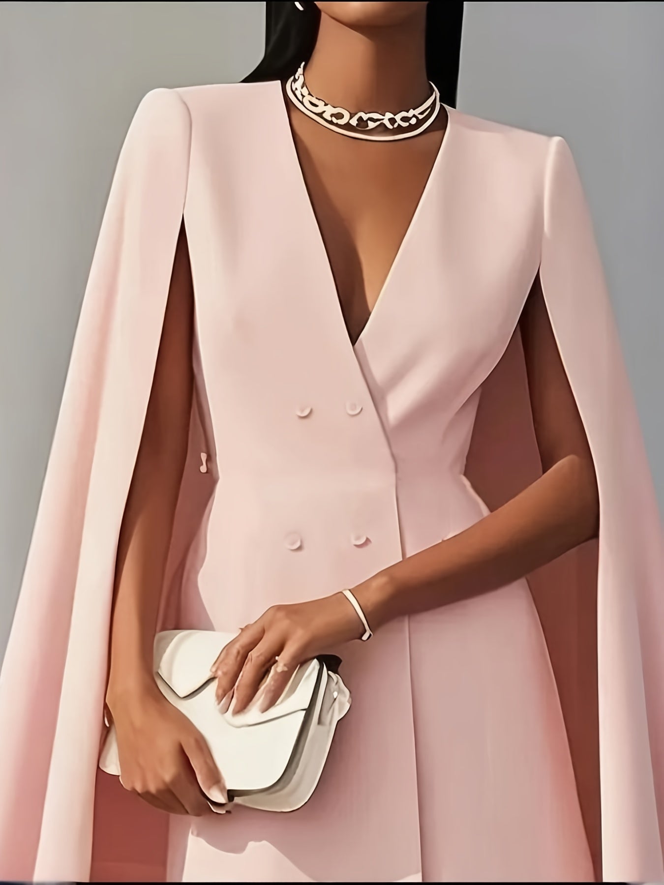 Women's Solid V-Neck Cocktail Dress – Party Style detail view