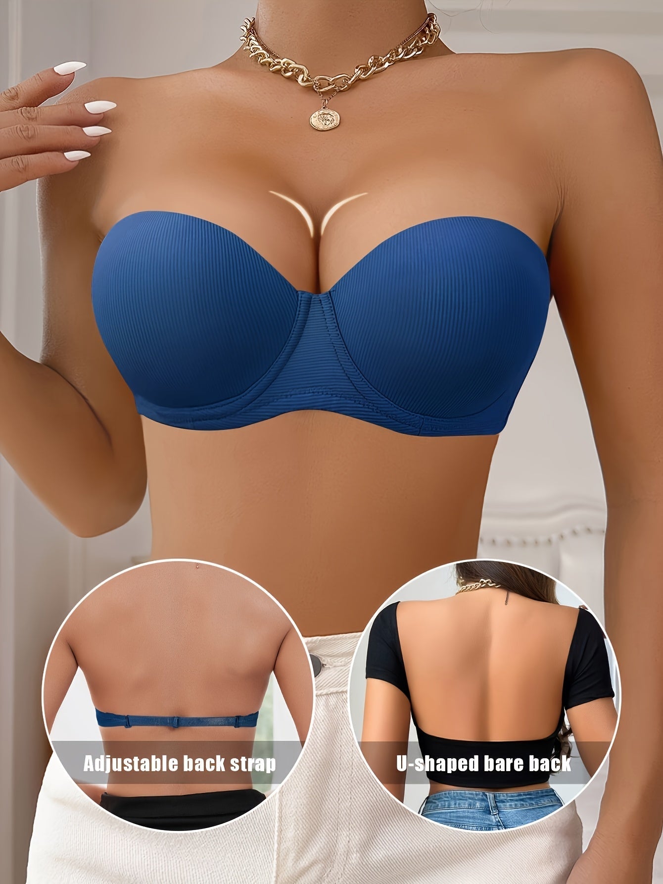 Women's Strapless Bra - Seamless Support – White / Black – view 19