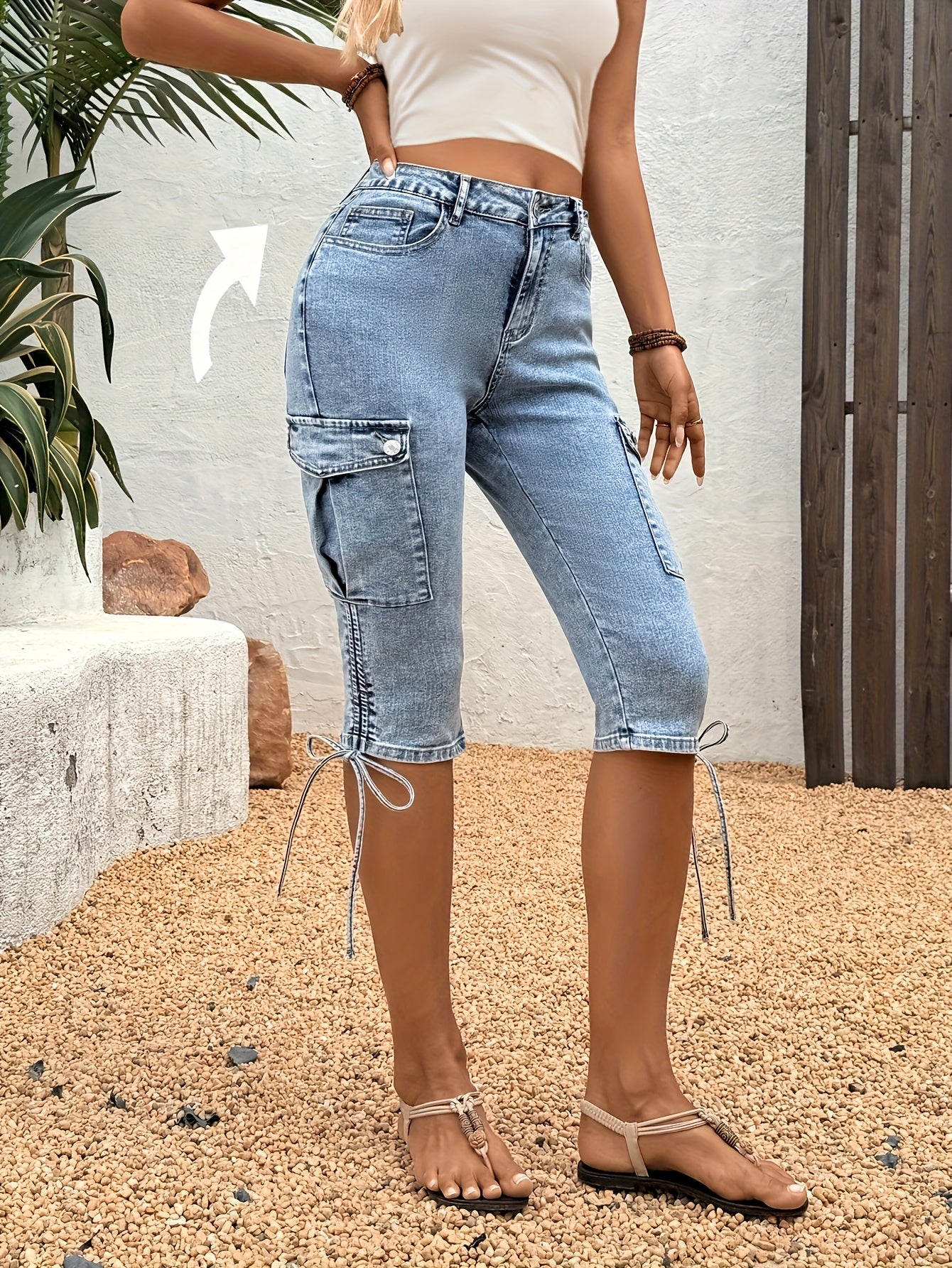 Women's Stretch Jeans - High-Waist Fit – Blue detail view