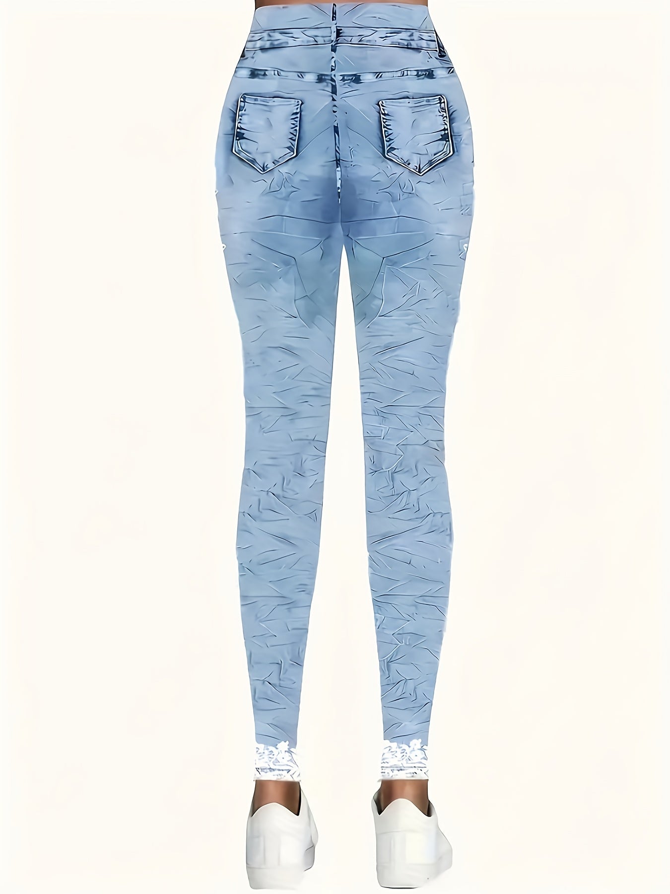 Women's Stretch Leggings - Stretch Comfort – Light Blue detail view