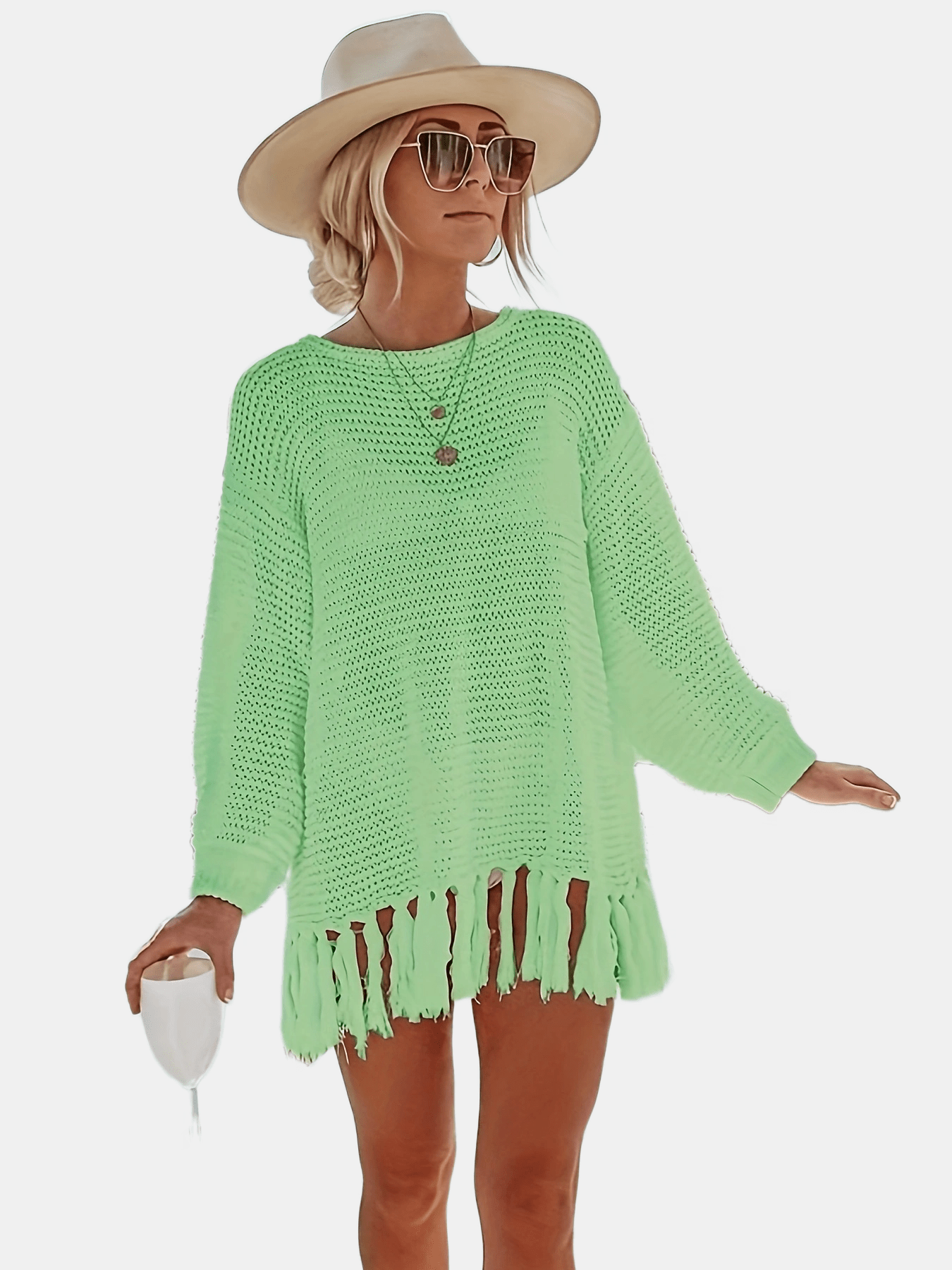 Women's Swim Cover-Up - Beach Ready – White / Black detail view