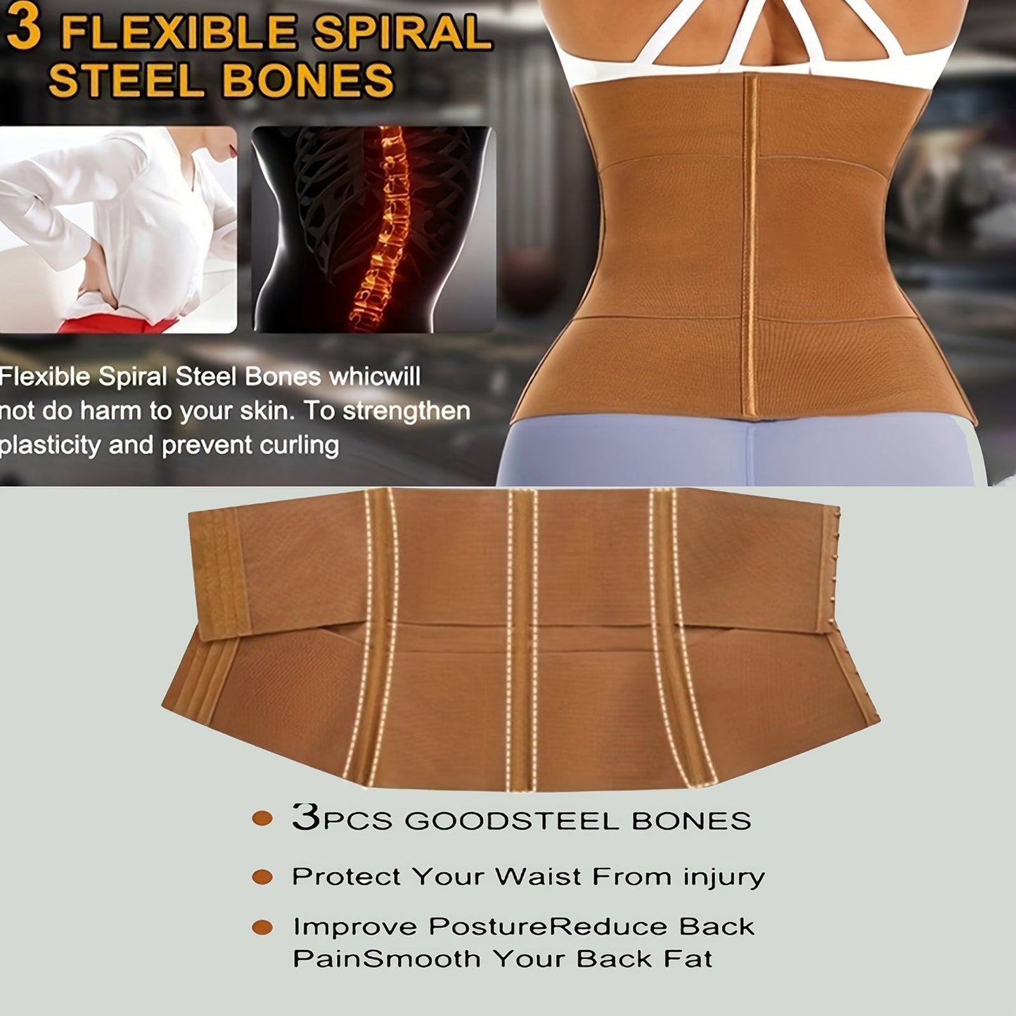 Women's Targeted Control Waist Cincher - Belted Body Smoothing, Brown – view 6