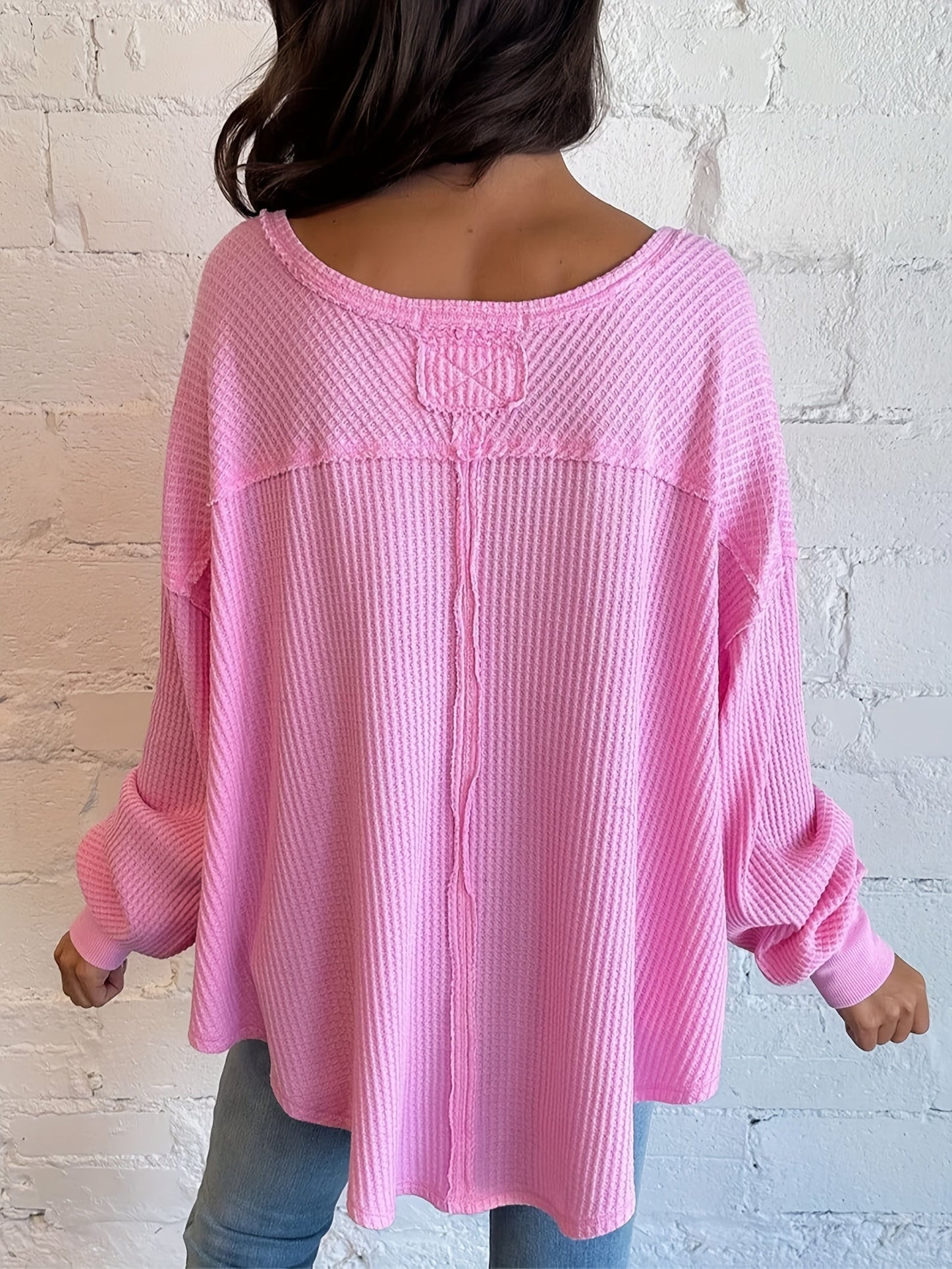 Women's Textured Tunic - V-Neck Short Sleeve detail view