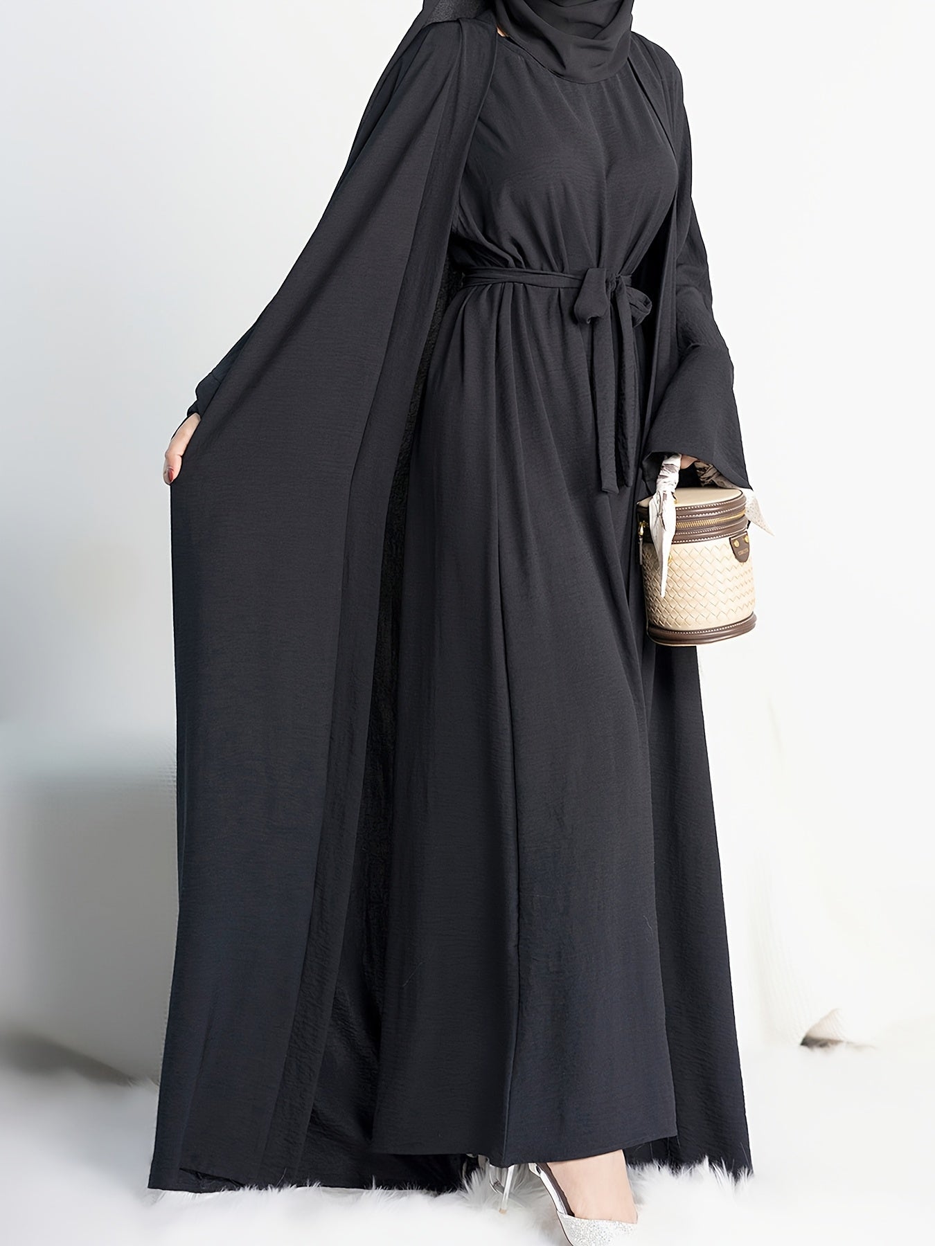 Women's Two-Piece Abaya Set - Pocket Detail Modest Matching Look detail view