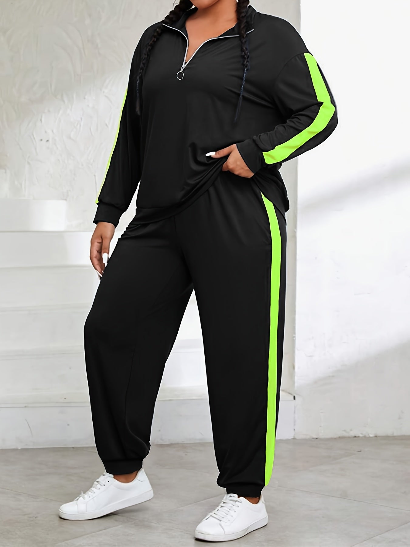 Women's Two-Piece Pants Set - Color Block – 6-Color Selection – view 13