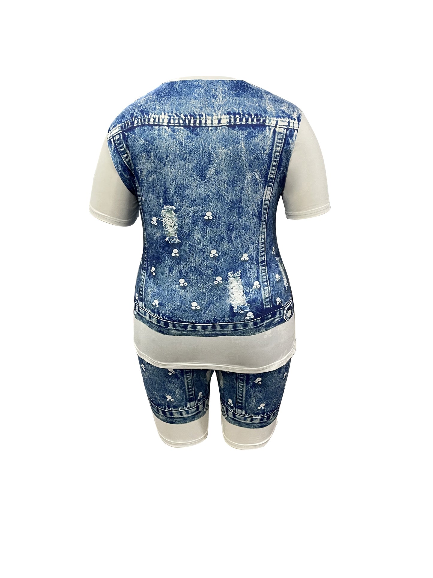 Women's Two-Piece Pants Set - Graphic Print Workwear Look 2421 detail view