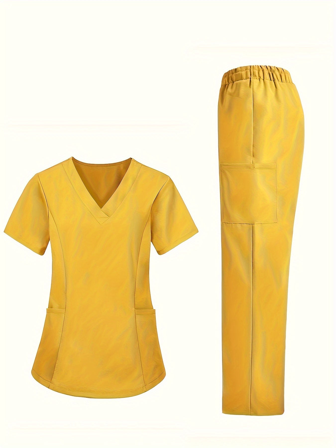 Women's Two-Piece Scrub Set - V-Neck Workwear Matching Look detail view
