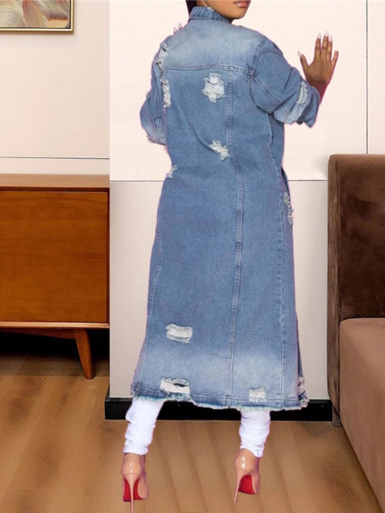 Women's Versatile Denim Button-Front Jacket – Sizes 1XL–5XL detail view
