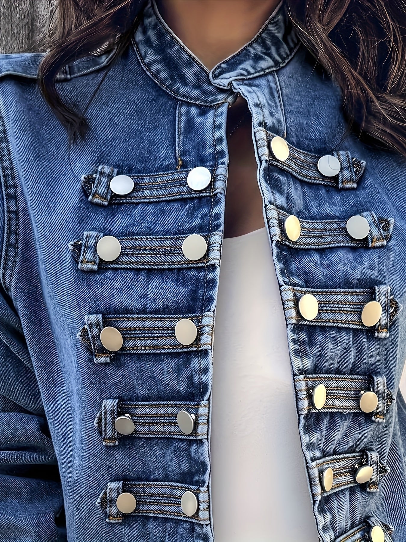 Women's Versatile Denim Double-Breasted Jacket – 5-Variant Selection detail view
