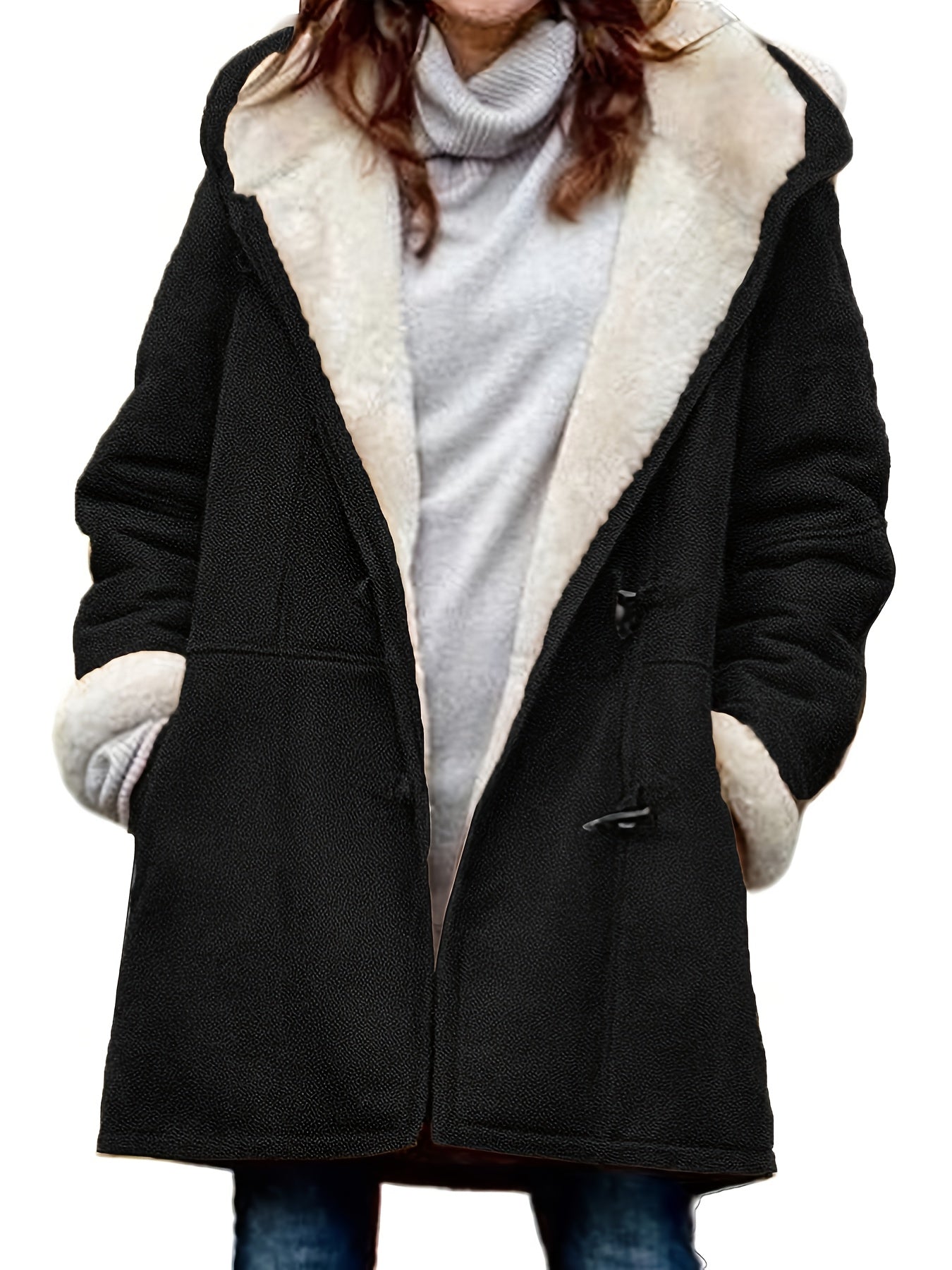 Women's Versatile Denim Pullover Jacket – Black / Grey detail view
