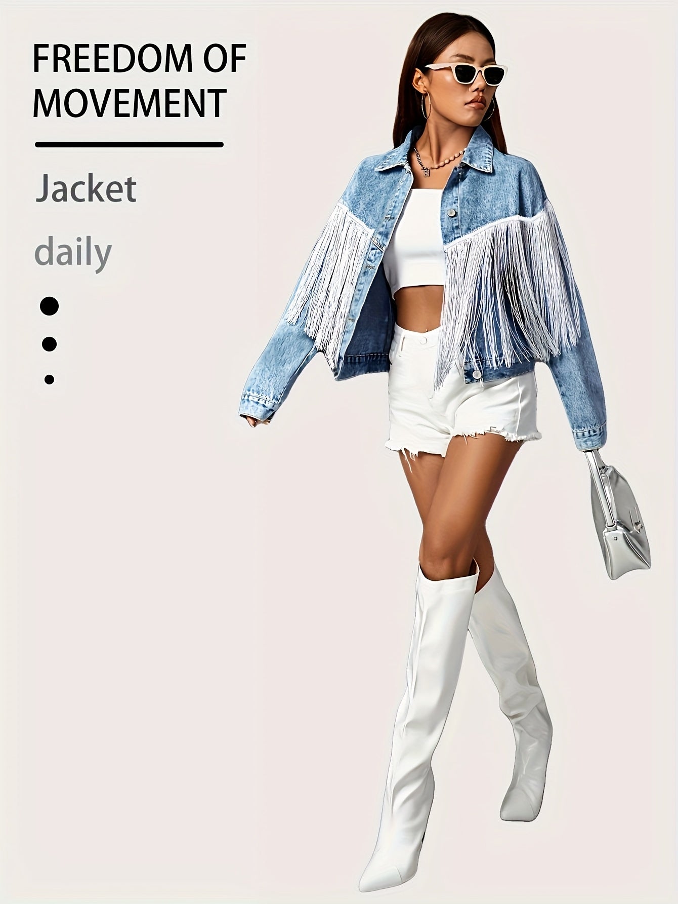 Women's Versatile Denim Single-Breasted Jacket – Blue detail view
