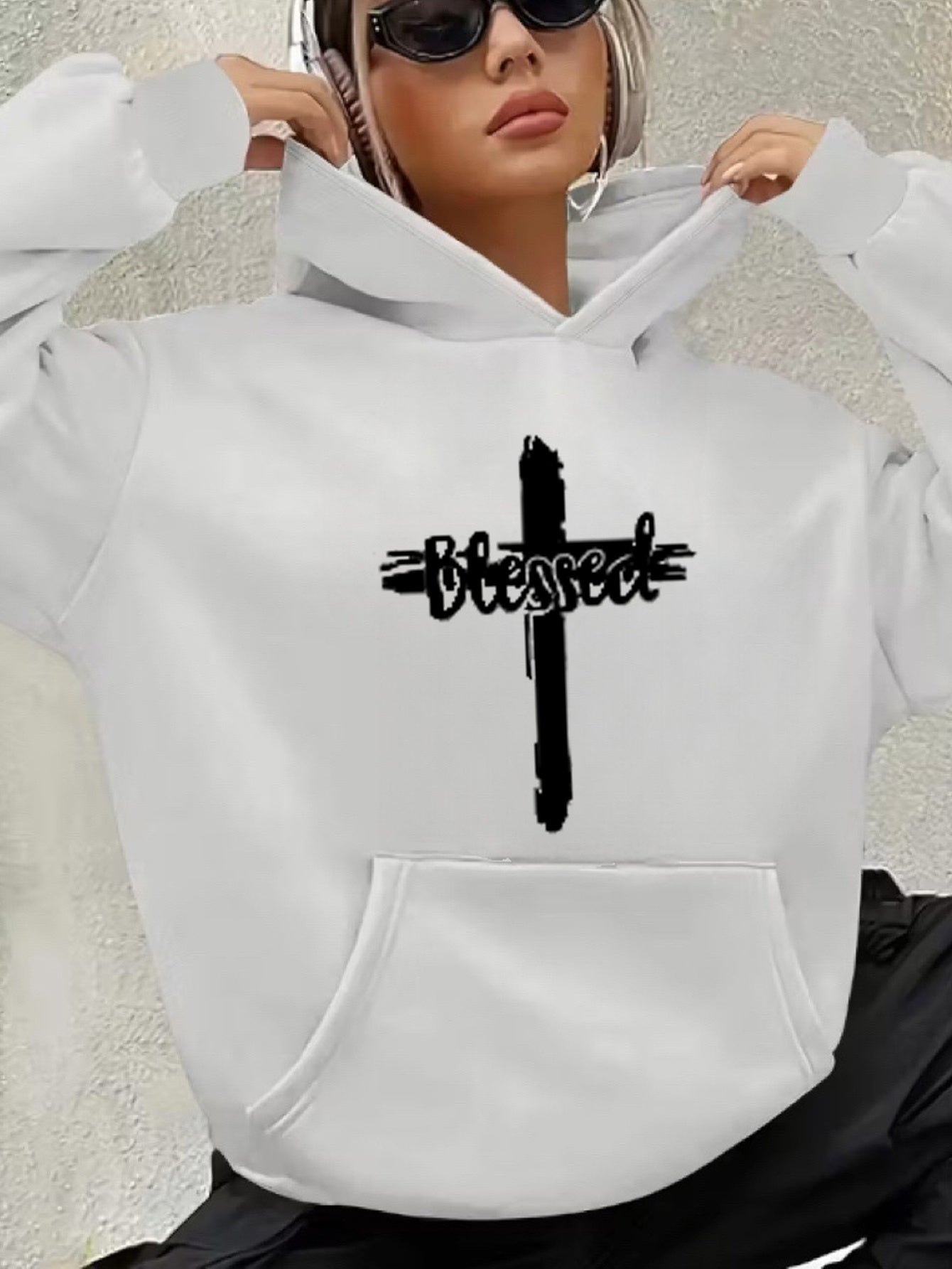 Women's Versatile Pullover Hoodie – White Colorway 94533 detail view