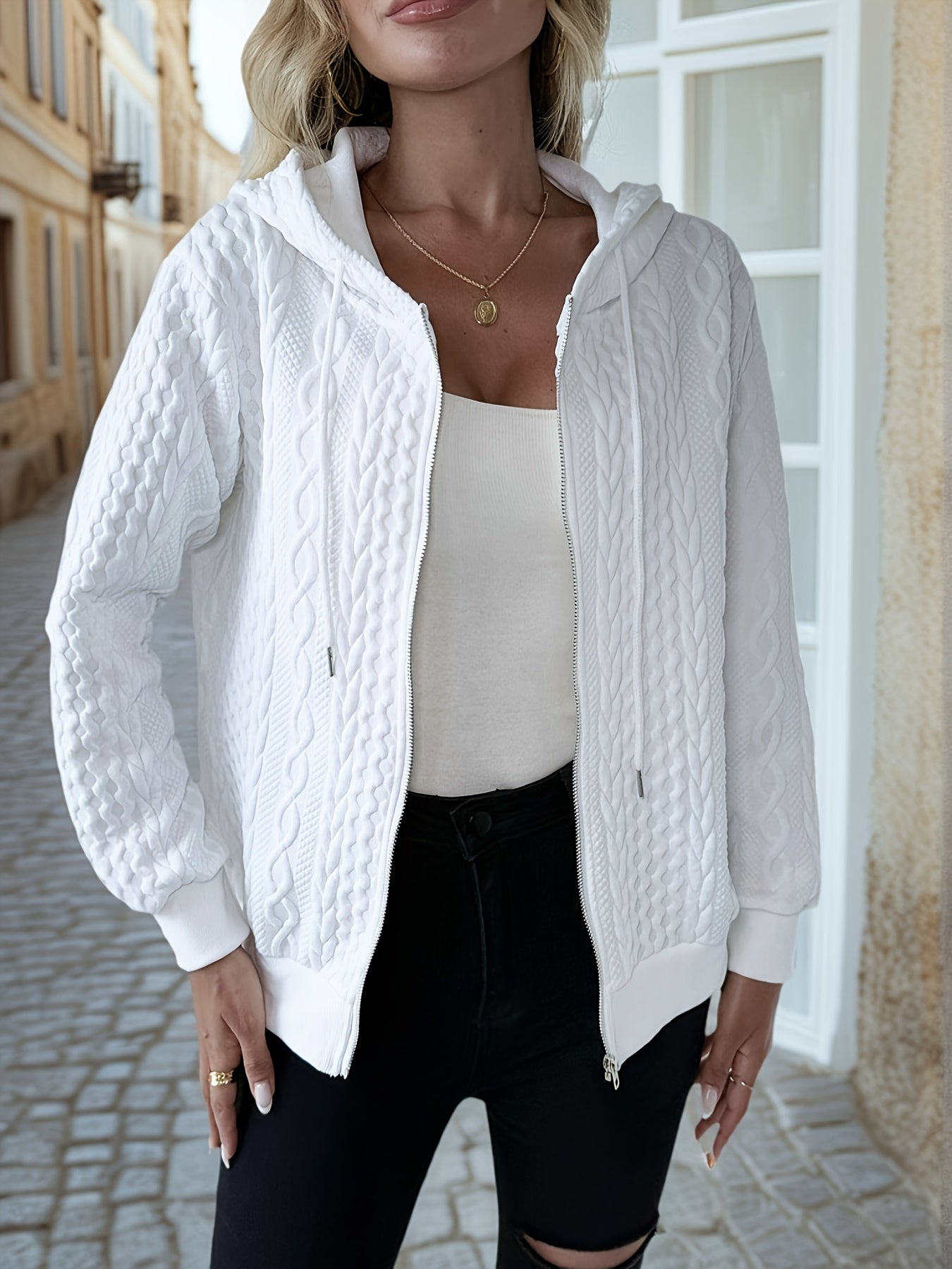 Women's Versatile Zip-Up Hoodie – 3-Color Selection detail view