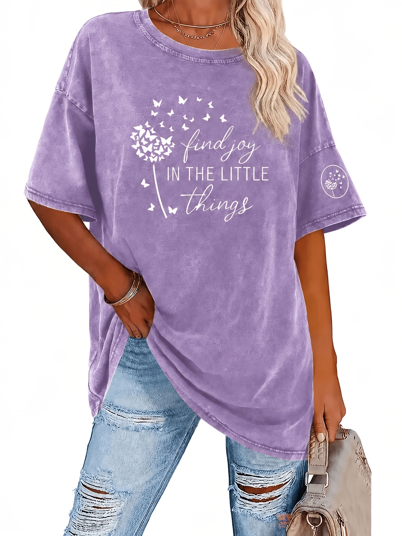 Women's Vintage Washed T-Shirt - Round Neck Short Sleeve – Black / Grey detail view