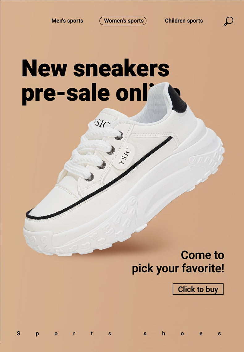 Women's White Platform Sneakers - Hidden Lift Style – view 8