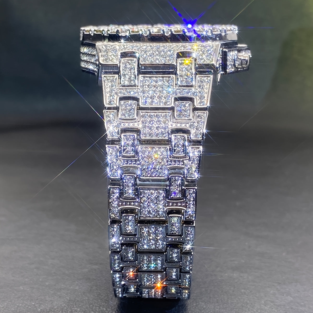 MISS FOX Premium Rhinestone Quartz Timepiece for Both Genders - Openwork Dual Layer Face, Luminous Hands, Metal Casing