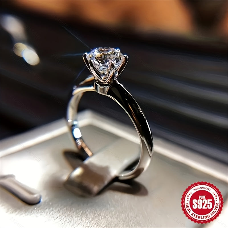 1 Exquisite 925 Sterling Silver 2-carat Ring - Timeless Design, Durable, Hypoallergenic, Comfortable, Perfect For Daily Wear - Ideal Birthday, Anniversary, New Year, Halloween, Christmas Gift, Comes With A Gift Bag