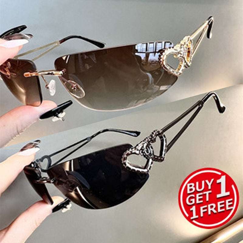 Y2K Rimless Sunglasses 2 Pack for Couples – Retro Frameless Mercury Mirror Lens Glasses Set, 6 Color Options for Daily Wear, Photo Shoots, Festivals & Gifting