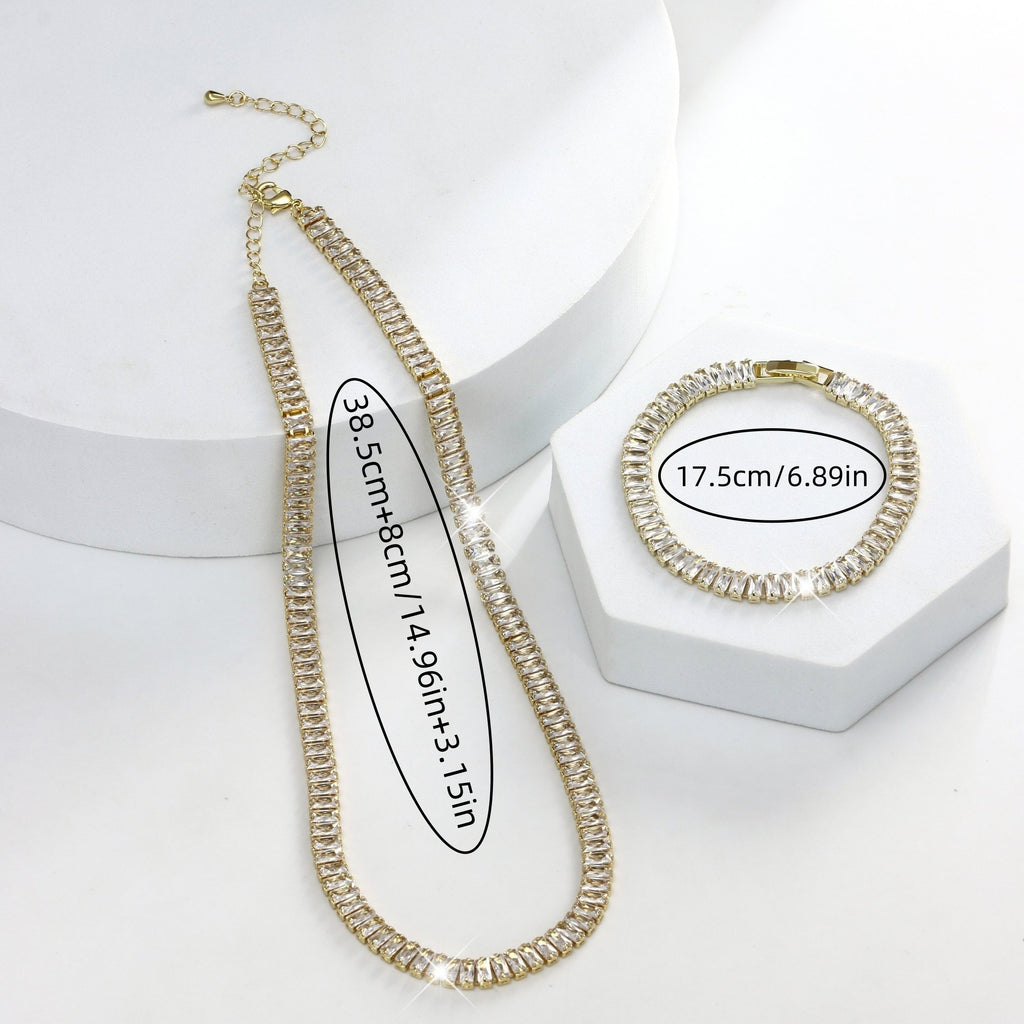 [Ideal Gift] Two S925 Silver Tennis Bracelets And Necklaces Set, Adorned with Natural Stones - a Fashionable And Exquisite Combination That Can Be Freely Matched And Suitable for Daily Life And Vacation, Making It an Ideal Gift For, for Women