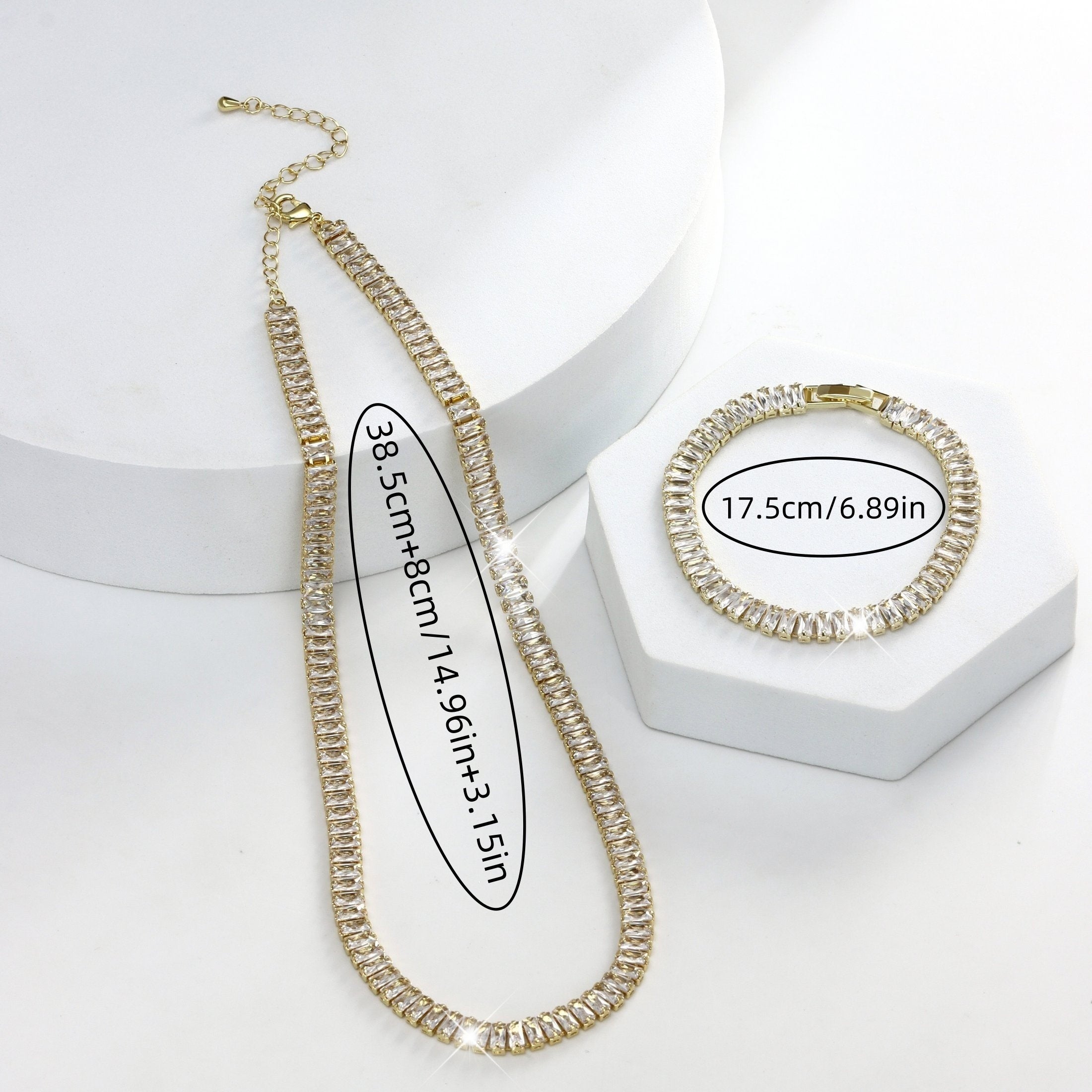 [Ideal Gift] Two S925 Silver Tennis Bracelets And Necklaces Set, Adorned with Natural Stones - a Fashionable And Exquisite Combination That Can Be Freely Matched And Suitable for Daily Life And Vacation, Making It an Ideal Gift For, for Women
