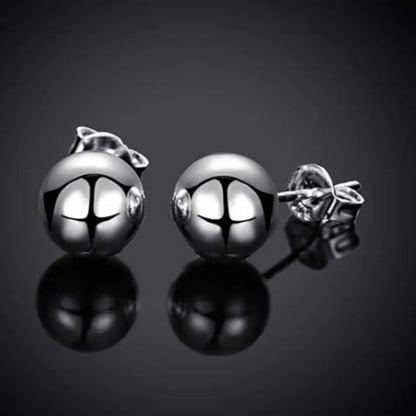 Stud Earrings S925 Sterling Silver 10mm Round Simple Minimalist Ear Piercing Jewelry Women Daily Wear Vacation Gift