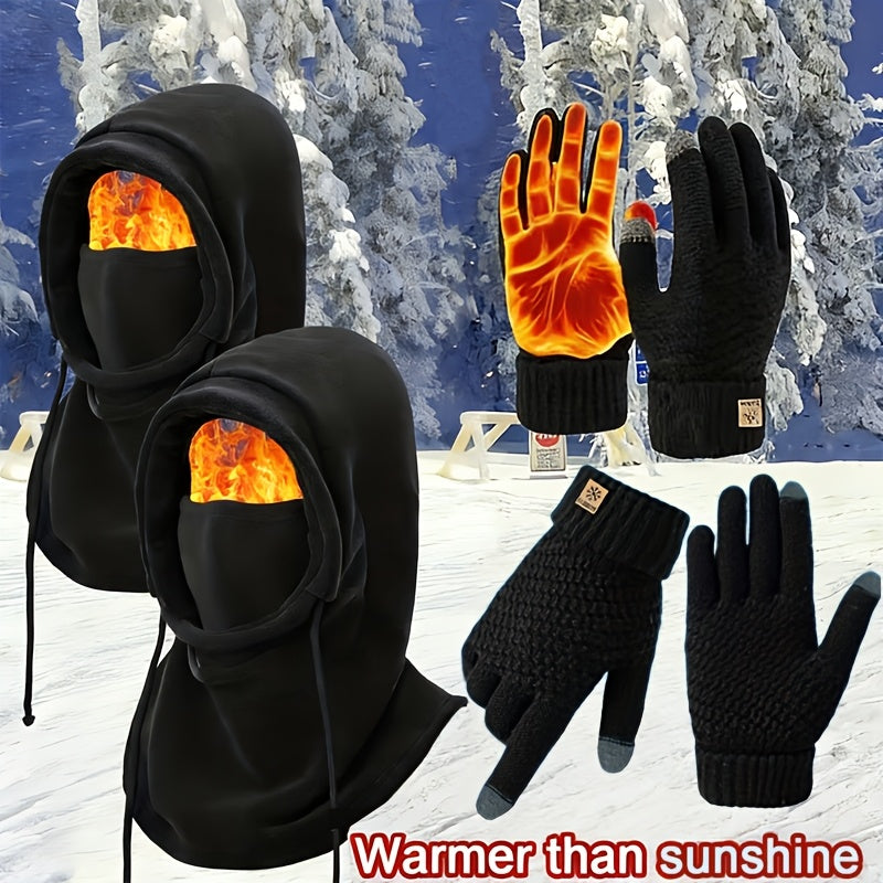 3pcs/ 6pcs Winter Hats for Men Winter Hat, Head Cover, Neck Scarf, Gloves, Warm Set