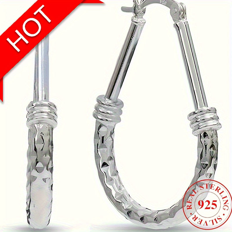 [Engagement Wedding Gift] A Pair of S925 Silver Hoop Earrings, Italian Classic Design Earrings, Suitable for Daily Wear - an Engagement and Wedding Confession Gift for Your Wife or Girlfriend