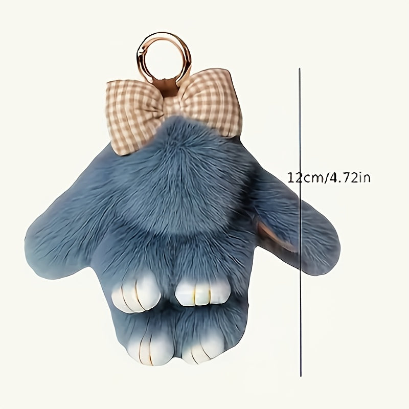 Bunny Keychain Set 4 Pack | Soft Fluffy Plush Rabbit Pendant Bag Charm in Pastel Colors – Cute Gift for Women, Valentine's Day, Mother's Day & Christmas