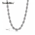 3/5/7mm Stainless Steel Rope Chain Necklace for Men & Women - 16-30 Inch Durable Unisex Jewelry Gift for Valentine's Day, Father's Day, Mardi Gras - Everyday & Party Wear, Year-Round Versatile Accessory