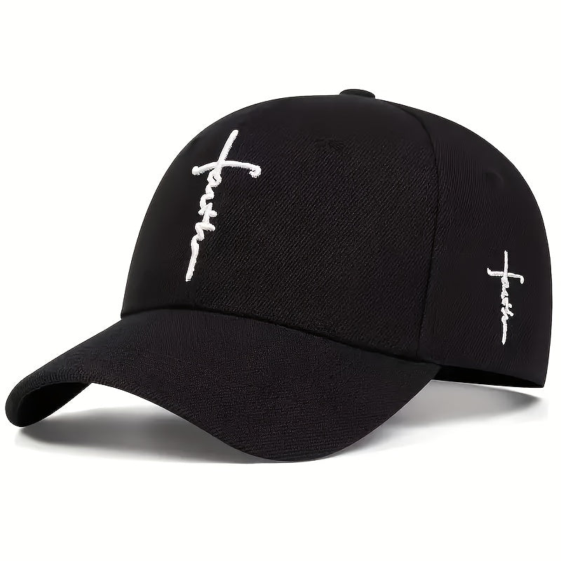 [4pcs Faith Cross-Stitch Caps] 4pcs Faith-Themed Cross-Stitch Baseball Caps | Adjustable Strap, Lightweight Polyester, Solid Color | Non-Elastic Casual Sports Cap, Sun Hat for Men & Women | Perfect for Travel, Beach, Outdoor Activities