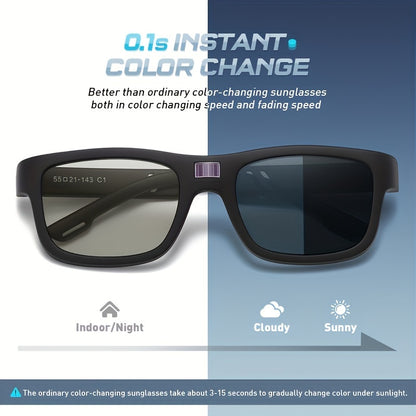 Photochromic Polarized Sunglasses – UV400 Auto-Darkening Lenses, Lightweight Frame for Driving, Fishing & Outdoor Sports, Men & Women Casual Everyday Eyewear