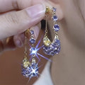 [Elegant Purple Earrings] Vintage-Inspired Elegant Purple Basket Drop Earrings | 925 Posts, Perfect For Casual Attire & Gifting