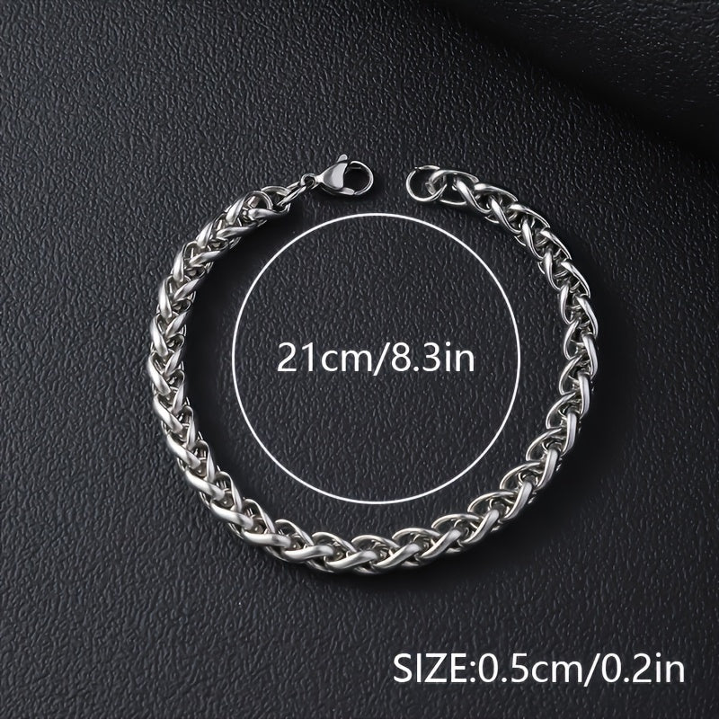 12pcs Set: Men'S Hip Hop Stainless Steel Cuban Chain Bracelet - Perfect for Daily, Party, And Festival Use