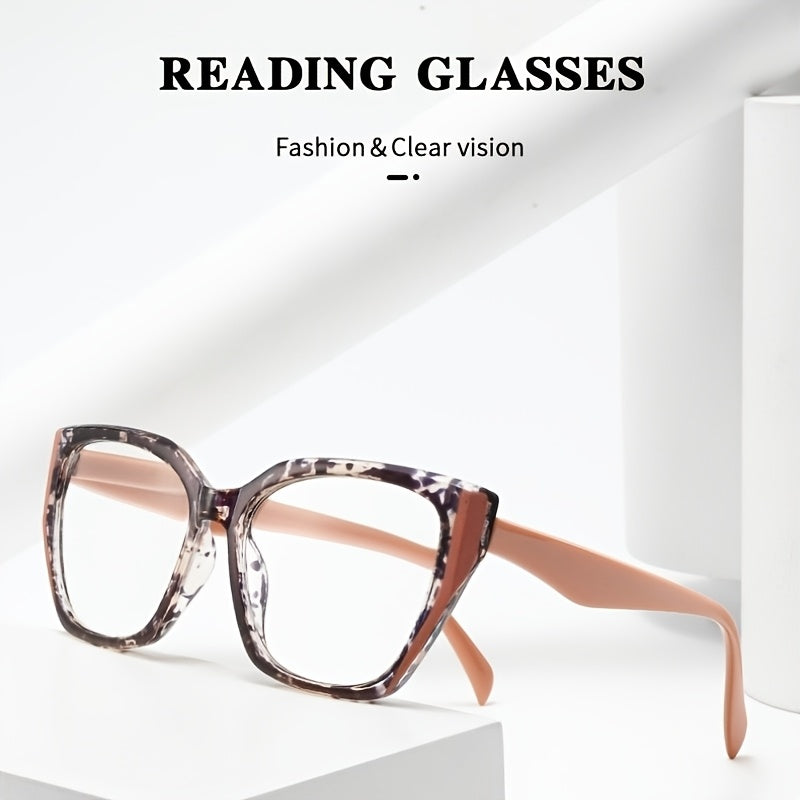 Reading Glasses 2 Pack Pink Oversized Women Romantic Retro PC Frame HD Lenses Spring Temple +1.00 to +4.00 Floral Cute Stylish Ladies Readers Gift
