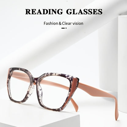 Reading Glasses 2 Pack Pink Oversized Women Romantic Retro PC Frame HD Lenses Spring Temple +1.00 to +4.00 Floral Cute Stylish Ladies Readers Gift