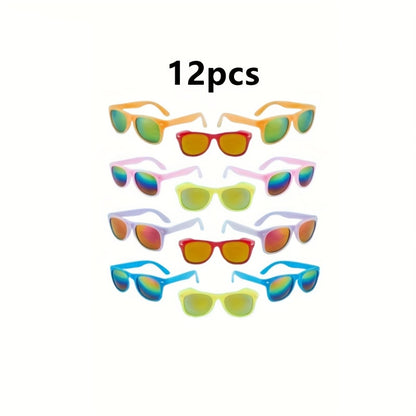 Kids Sunglasses 12 Pack - Outdoor Children's UV Protection Shades for Boys Girls, Unisex Fun Colorful Bulk Sunglasses Ideal for Party Favors, Holiday Gifts, Goody Bags & Everyday Outdoor Use