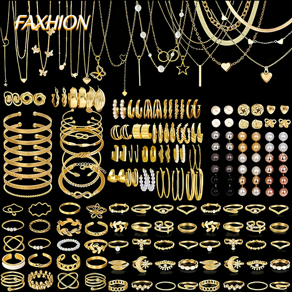 [Bohemian Jewelry Set] Random 37/47/50/71/87 Pieces Bohemian Jewelry Set, Earrings Necklaces Rings Bangles Versatile Stackable Accessories, Suitable for Daily and Festival Wear