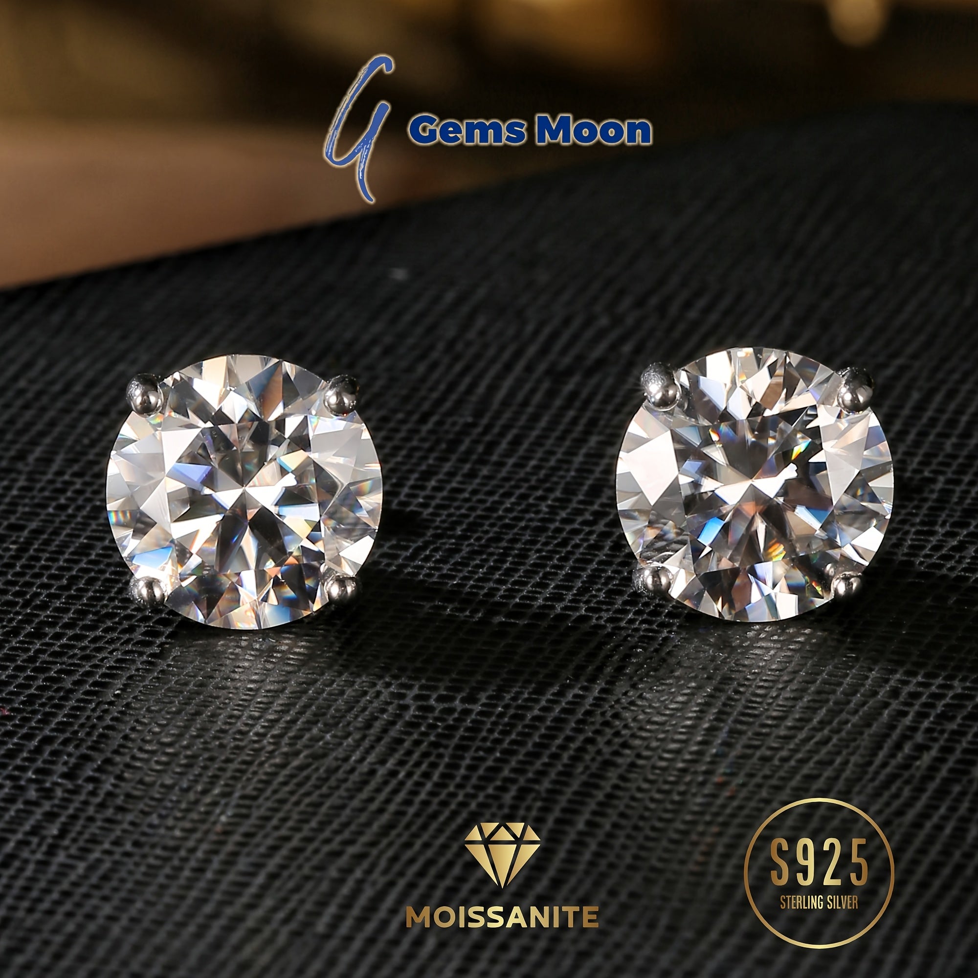 Amazing Discount! Brilliant Moissanite Hand-Set Stud Earrings, High-Quality D Color VVS1, S925 Silver, Ideal Jewelry Gifts for Valentine's Day, Birthday, with GRA Certificate, Velvet Pouch, Silver Polishing Cloth, Backs. Local Warehouse,
